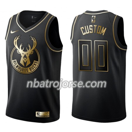 Män Milwaukee Bucks Tröja Skräddarsydda Nike Svart Guld Edition Swingman
